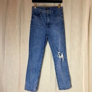 Express High Waisted Light Wash Straight Jeans